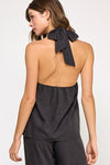 Claudia Halter Open Back Flowy Top - Black