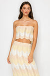 Gianni Knit Crochet Strapless Tie Back Top & Midi Skirt Set