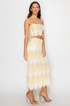 Gianni Knit Crochet Strapless Tie Back Top & Midi Skirt Set