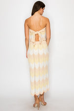 Gianni Knit Crochet Strapless Tie Back Top & Midi Skirt Set