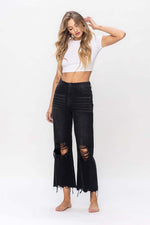 Reyna Vintage Crop Flare Jeans - Black / BEST SELLER