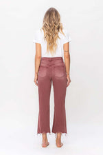 Reyna Vintage Crop Flare Jeans - Burgundy / BEST SELLER