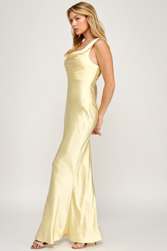 andie yellow dress Cowl Back & Neck Satin Maxi – Girls Will Be Girls 10/2/24 Inauguration 2025: Details on Color:Grey/White Iris Asymmetrical Maxi Dress