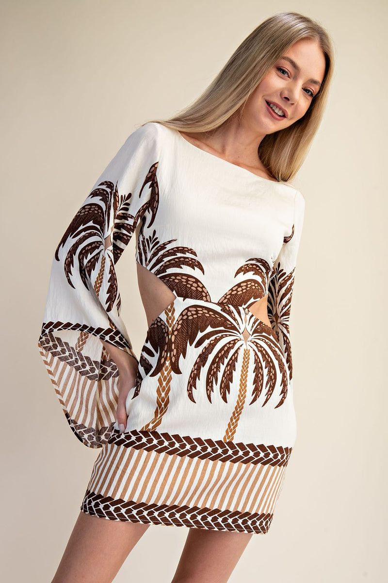palm print mini dress Trendy Black Palm Print Mini Dress | Cute Women's Dress