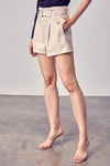 Vanessa Belted Faux Leather Shorts - Cream