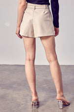 Vanessa Belted Faux Leather Shorts - Cream