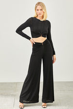Jessica Top and Pants Set - Black
