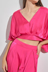 Miya Satin Butterfly Sleeve Top - Hot Pink