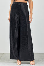 Lindsey Flared Bottom Sequin Pants - Black