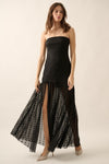 Layana Strapless Lace Asymmetrical Maxi Dress - Black
