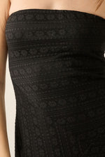 Layana Strapless Lace Asymmetrical Maxi Dress - Black
