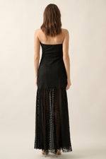 Layana Strapless Lace Asymmetrical Maxi Dress - Black