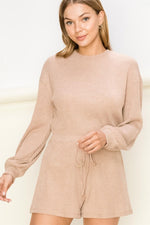 Dorel Long Sleeve Knit Romper - Taupe