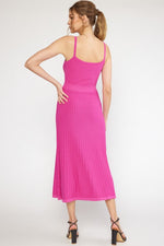 Robin Ribbed Knit Midi Dress - Hot Pink
