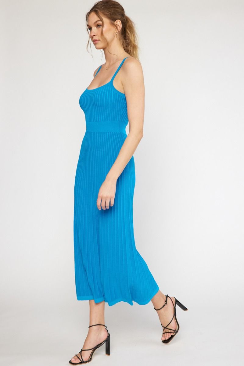Robin Ribbed Knit Midi Dress - Blue
