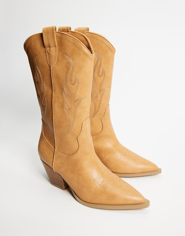 Eleanor Mid Shaft Embroidered Cowboy Boot