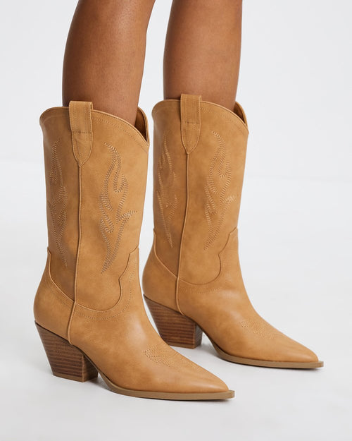 Eleanor Mid Shaft Embroidered Cowboy Boot