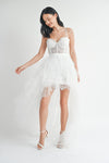 Dinah Tulle Lace Corset Bodice Gown Dress - White
