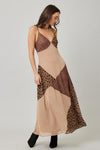 Myra Mix Match Patchwork Leopard Print Maxi Dress