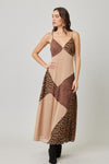 Myra Mix Match Patchwork Leopard Print Maxi Dress