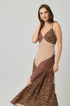 Myra Mix Match Patchwork Leopard Print Maxi Dress