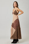 Myra Mix Match Patchwork Leopard Print Maxi Dress