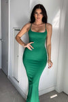 Deena Cami Low Neckline Bodycon Maxi Dress - Green