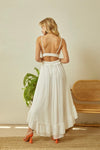 Miabella High Low Ruffle Maxi Dress - White
