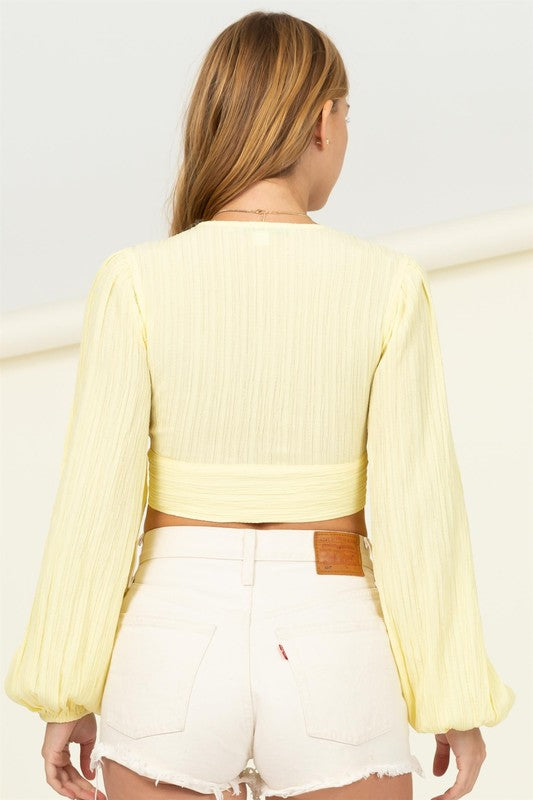 Adella Long Sleeve Crop Top - Yellow