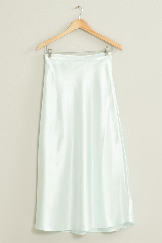 Maelys Satin Midi Skirt - Light Mint