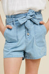 Girls Collection - Aisyah Belted High Waisted Paper Bag Shorts