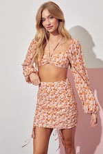 Nadine Halter Floral Top With Sweetheart Neckline (see matching skirt)