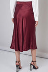 Laura Satin Midi Flare Skirt - Wine