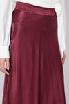 Laura Satin Midi Flare Skirt - Wine