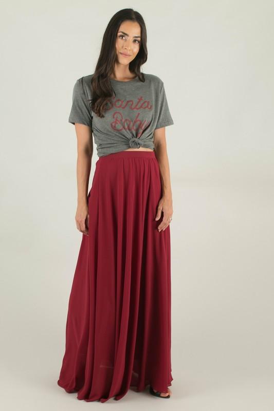 Julianna Burgundy Maxi Skirt