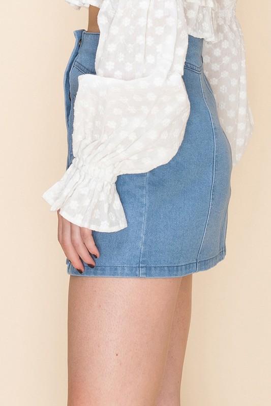 Melody High-Waist Button Mini Skirt