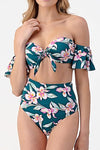 Ellis Floral Ruffle Top & Matching High Waisted Bottom Bikini Set