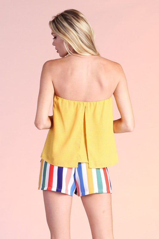 Erie Strapless Top - Yellow/Pink