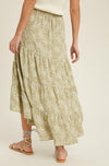 Sienna Floral Print Midi Skirt - Olive