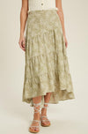 Sienna Floral Print Midi Skirt - Olive