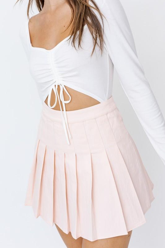 Pink Pleated Mini Skirt