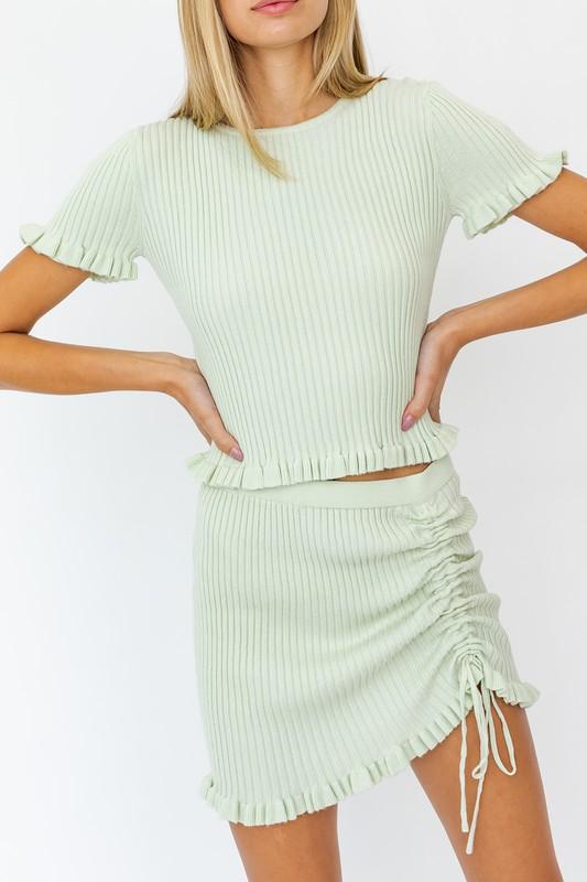 Marianna Asymmetrical Ruched Skirt Set