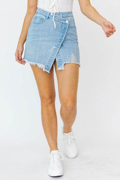 Millie Asymmetrical Denim Mini Skirt