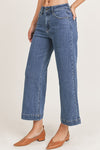 Olivette Cropped Wide Leg High Rise Jeans - Dark