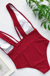 Elenor Deep V Bathing Suit - Red