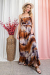 Liviana Halter Open Back Tie Dye Maxi Dress - Rust