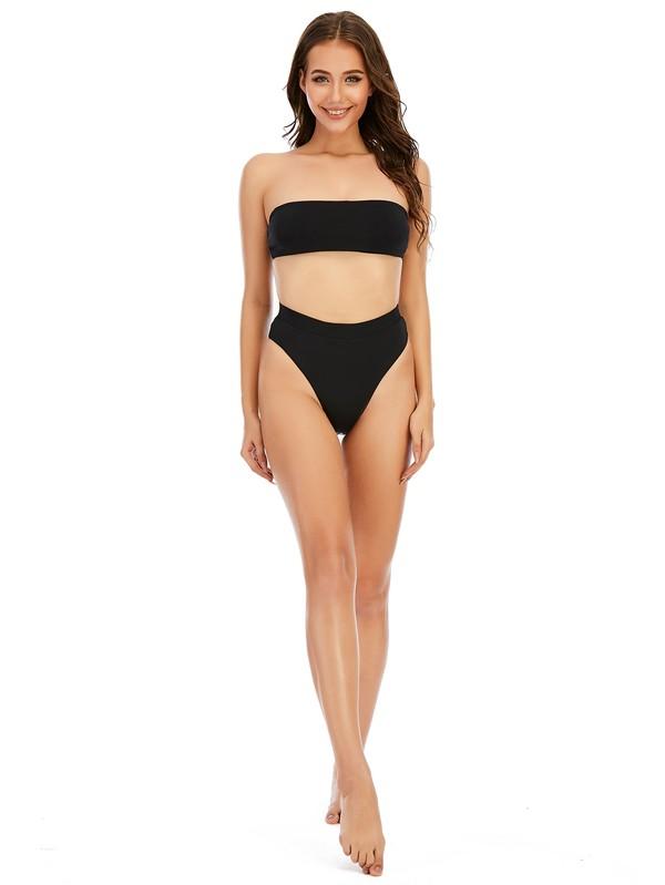 Casia Bandeau Top and High-Waisted Bottom Bikini Set