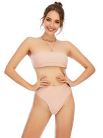 Ayme Bandeau Top and High-Waist Bottom Bikini Set
