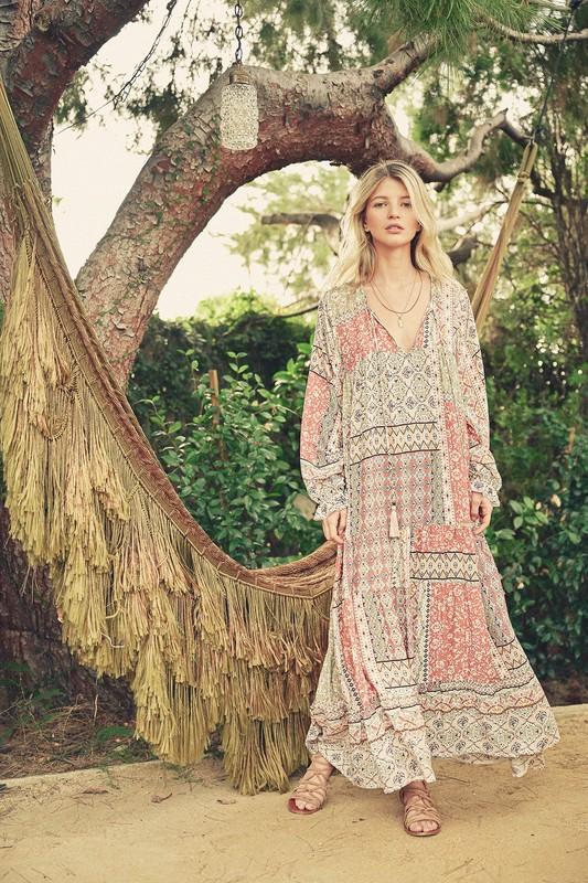 Shiloh Boho Patchwork Maxi Dress - Blush Patchwork Shiloh Boho Patchwork Maxi Dress - Blush Patchwork