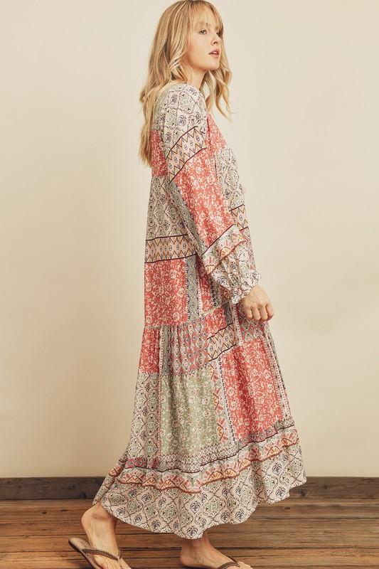 Shiloh Boho Patchwork Maxi Dress - Blush Patchwork Girls Will Be Girls Shiloh Boho Patchwork Maxi Dress - Blush Patchwork Girls Will Be Girls